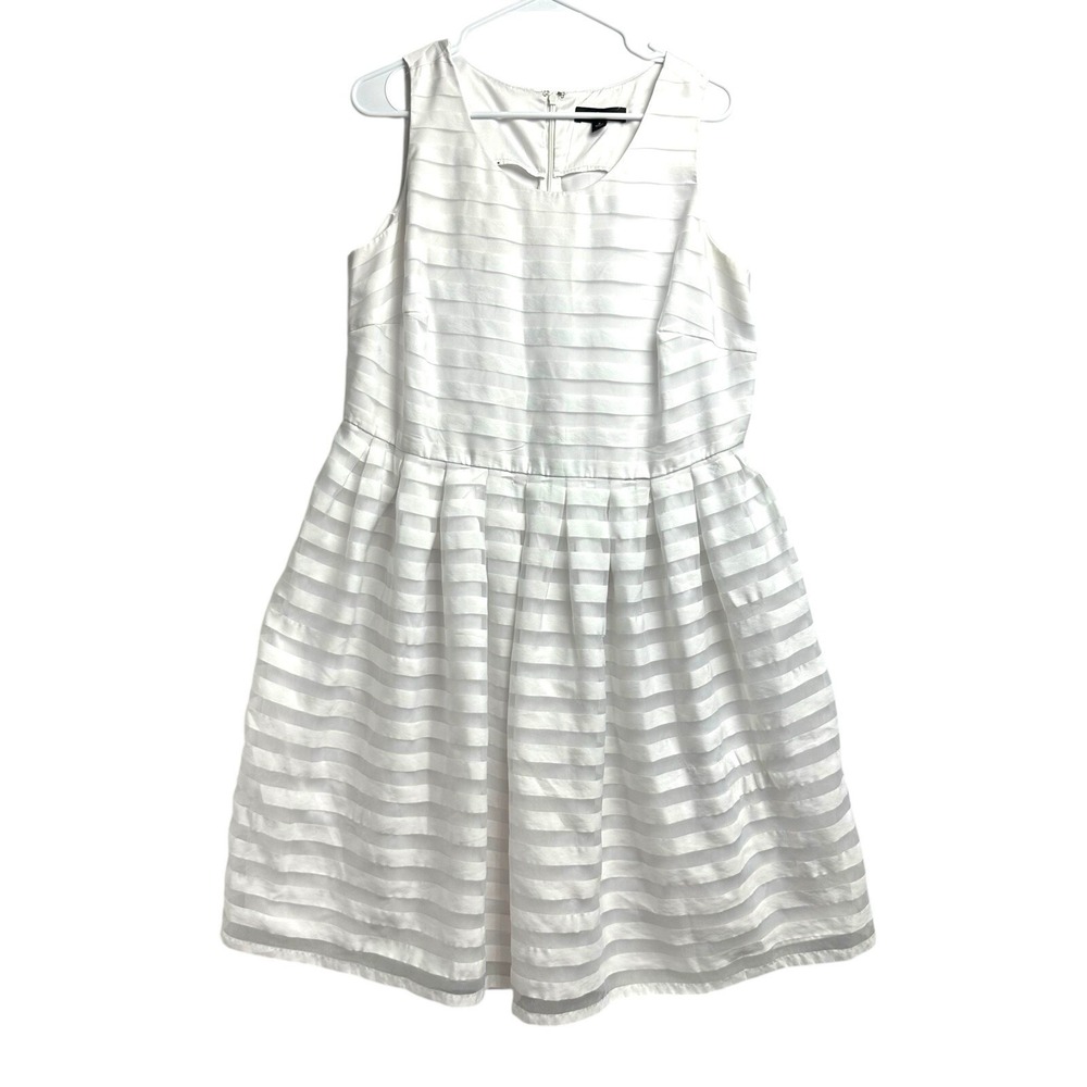 Ellos Fit & Flare Dress Womens 16W Sleeveless Stripped Lined Work Office Career